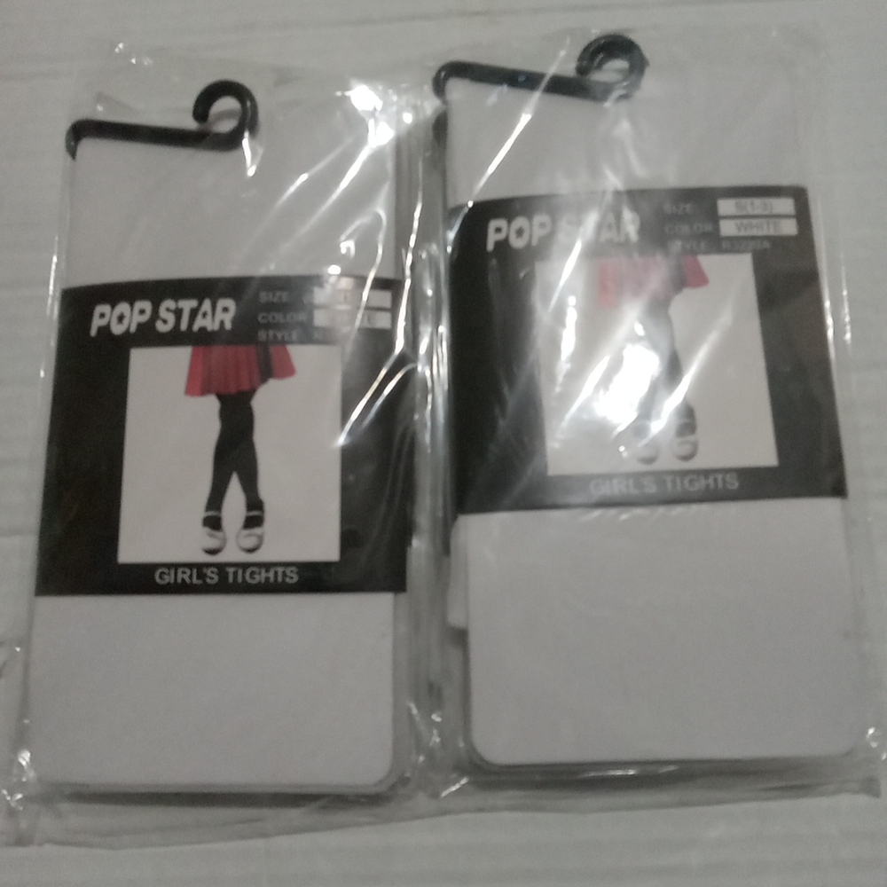 Pop Star Girl's White Tights size Small